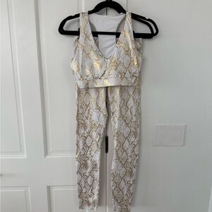 Fabletics Gold and White Snakeskin Activewear